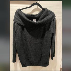 Chico's Cowl Neck Sweater - Black with Sparkles
